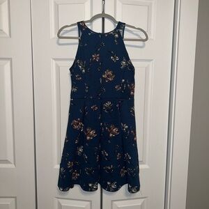 Small Xhilaration (Target) Blue Floral Skater Dress